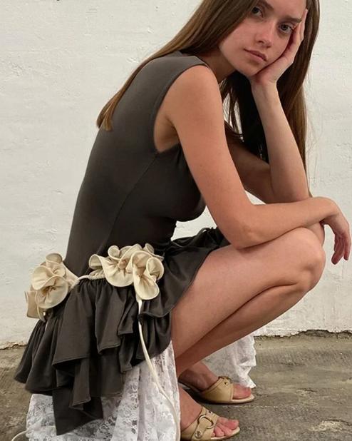 Pretty Girl 2-Tier Ruffle Mini Dress