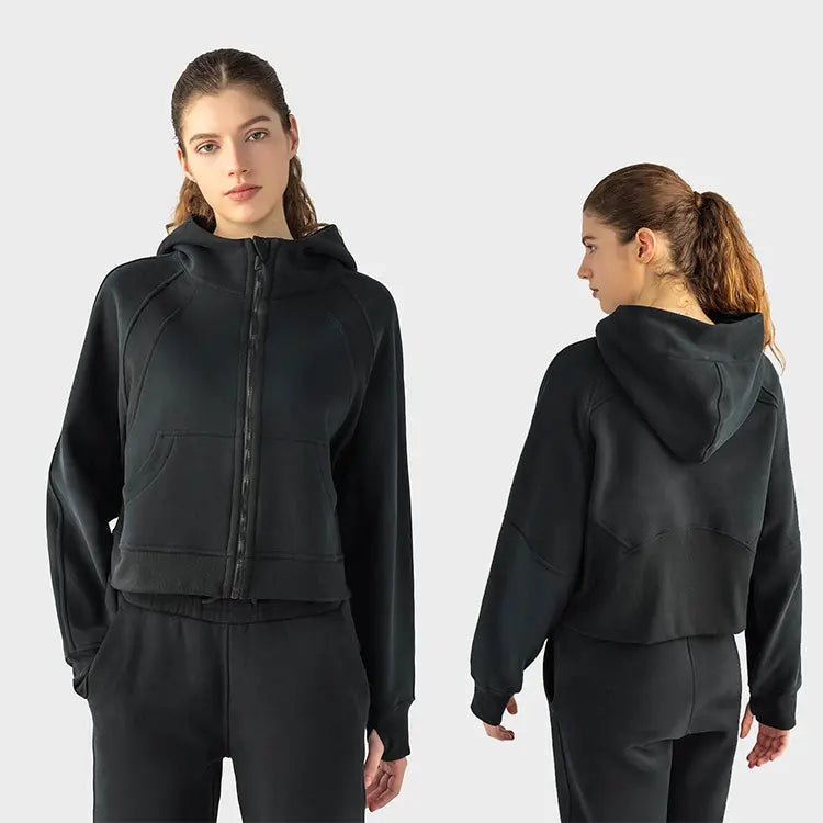 Zip Up Plush High Collar Hoodie