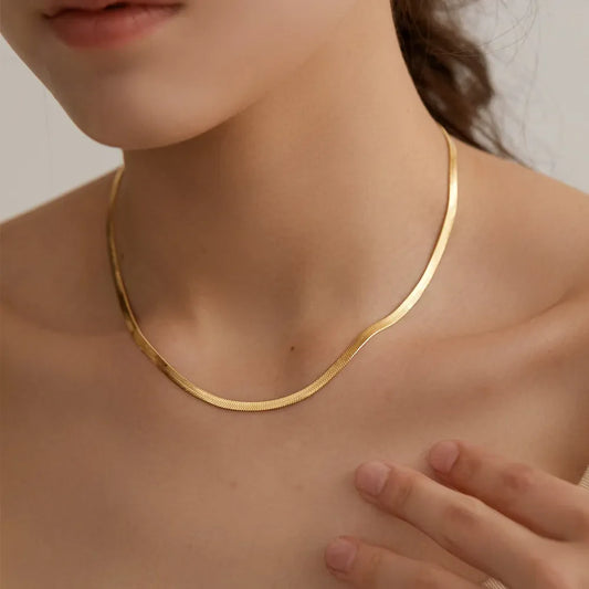 18K Gold Plated Flat Snake Chain