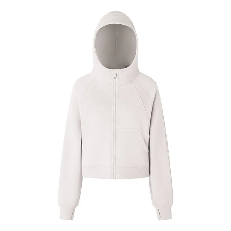 Zip Up Plush High Collar Hoodie