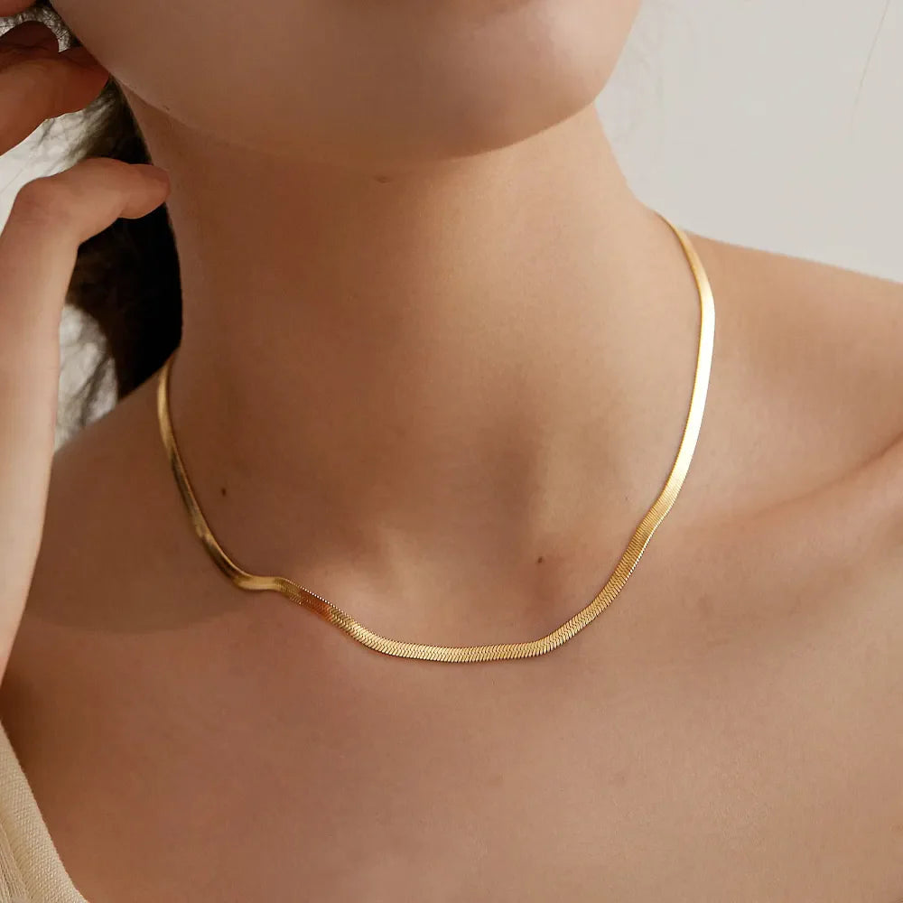 18K Gold Plated Flat Snake Chain