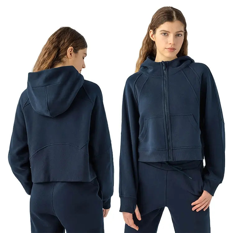 Zip Up Plush High Collar Hoodie