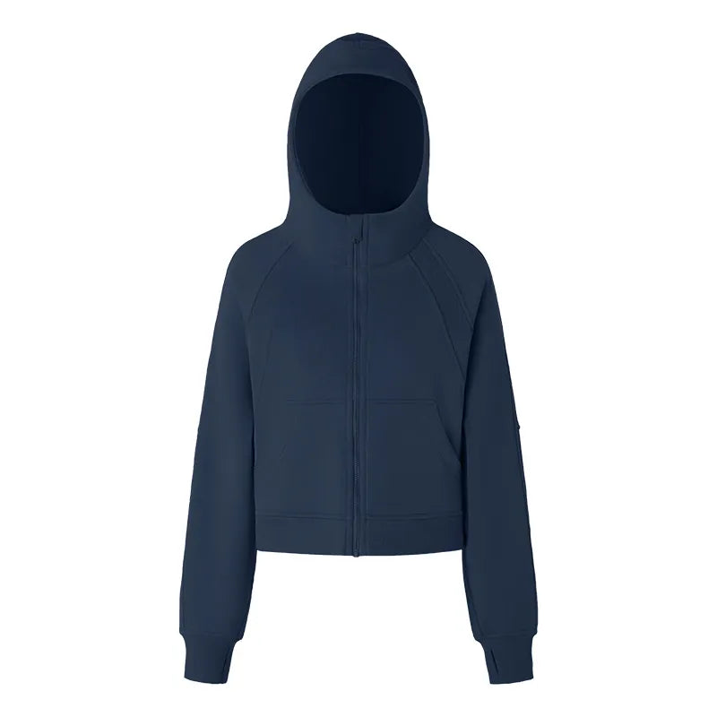 Zip Up Plush High Collar Hoodie