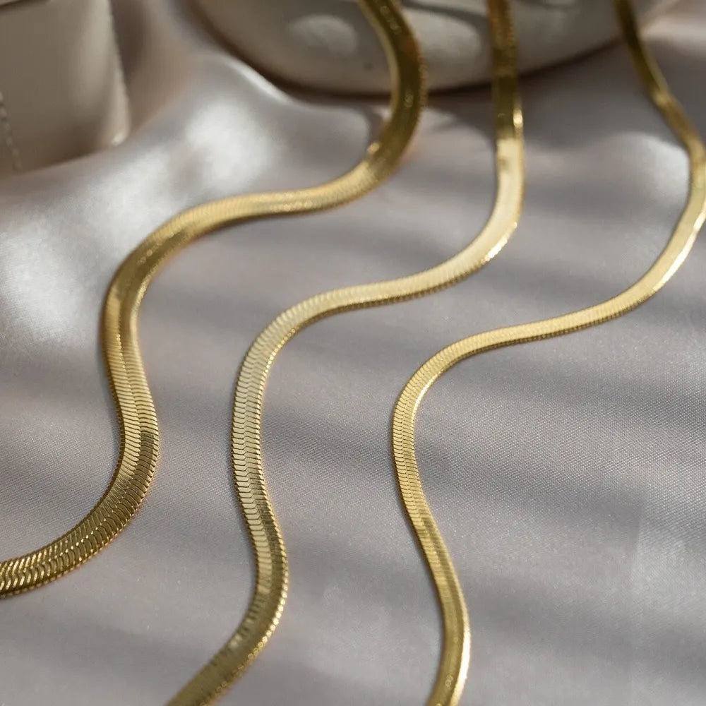 18K Gold Plated Flat Snake Chain