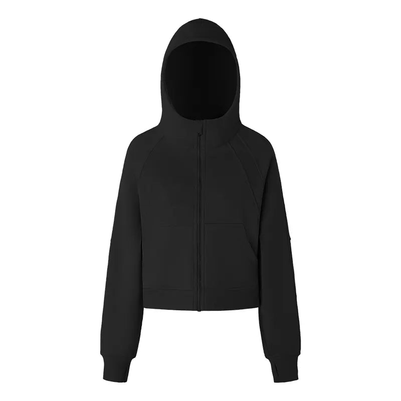 Zip Up Plush High Collar Hoodie