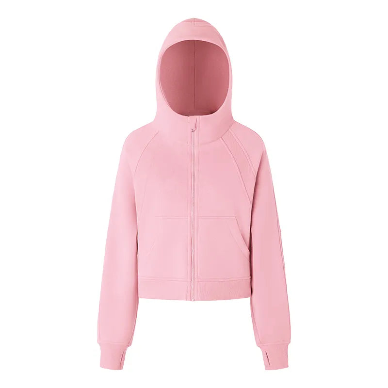 Zip Up Plush High Collar Hoodie