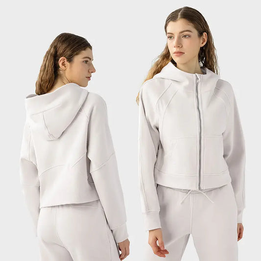 Zip Up Plush High Collar Hoodie
