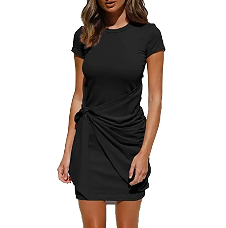 Jersey Knotted Wrap Casual Dress