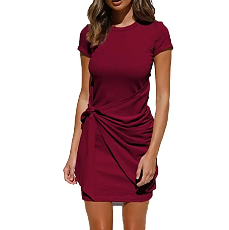 Jersey Knotted Wrap Casual Dress