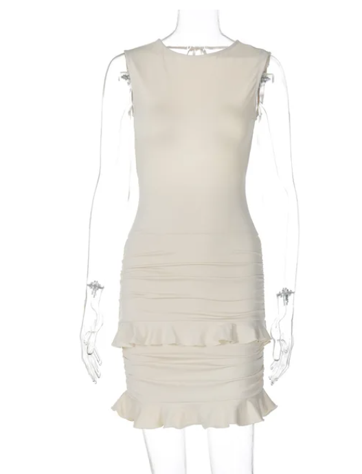 Pretty Girl Slim Contouring Ruffle Dress