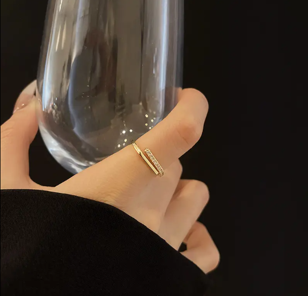 Adjustable Diamond 18K Gold Plated Fashion Ring