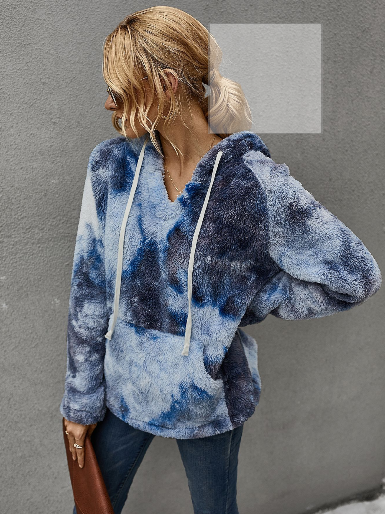 Fluffy tie dye online hoodie