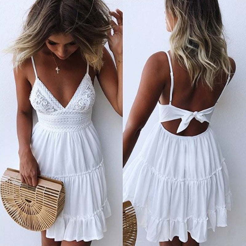 Tie Back A-Line Backless Swing Dress