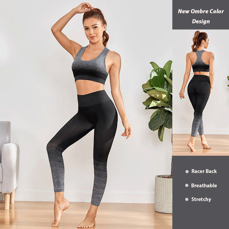 Rainbow Ombre Seamless 2-Piece Yoga Set