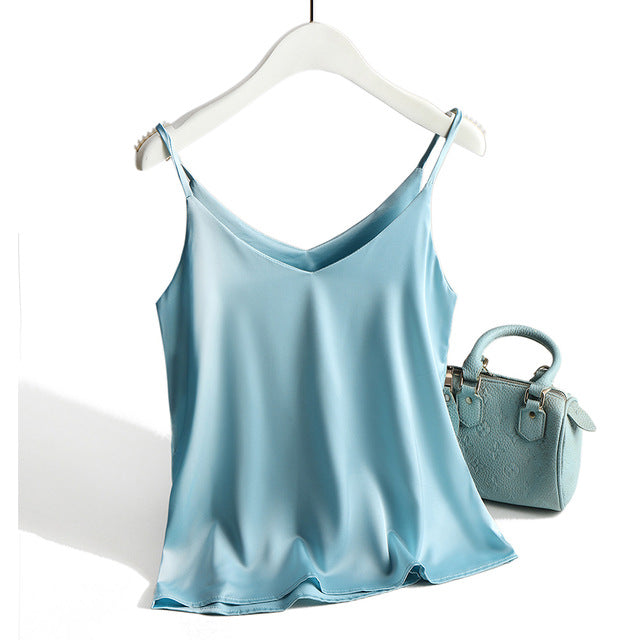Double V Neck Satin Camisole