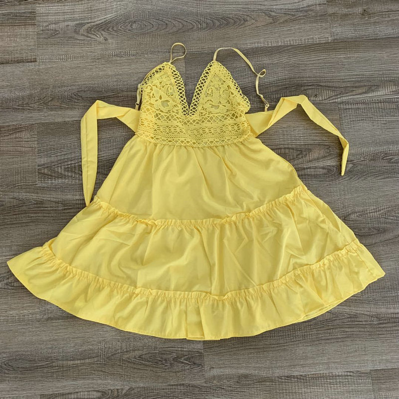 Tie Back A-Line Backless Swing Dress