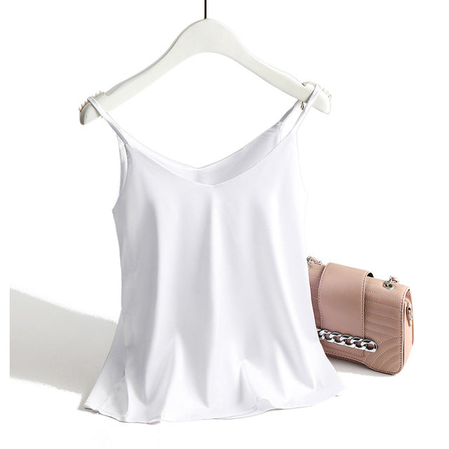 Double V Neck Satin Camisole