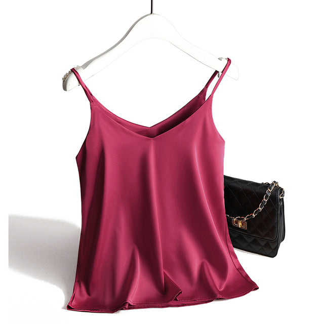 Double V Neck Satin Camisole