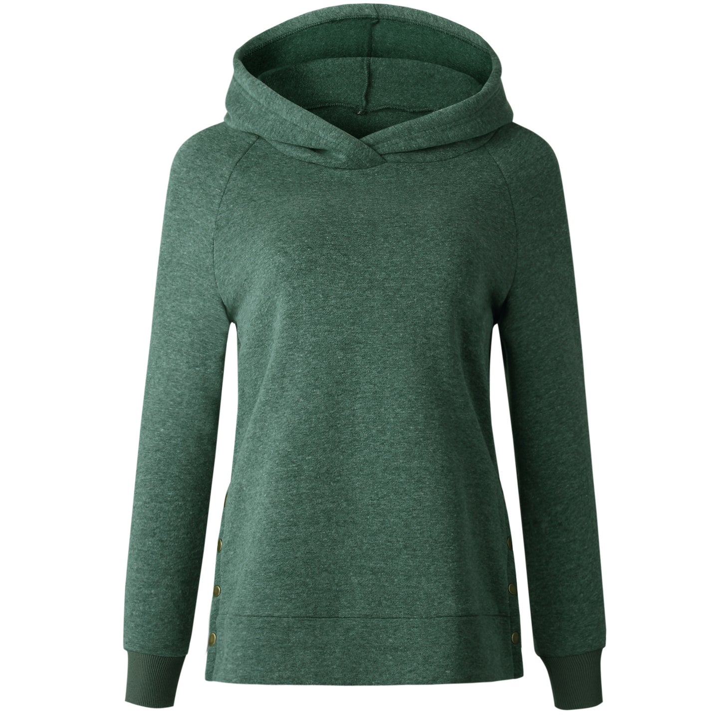 Basic Slim Sweatshirt Hoodie With Side Split