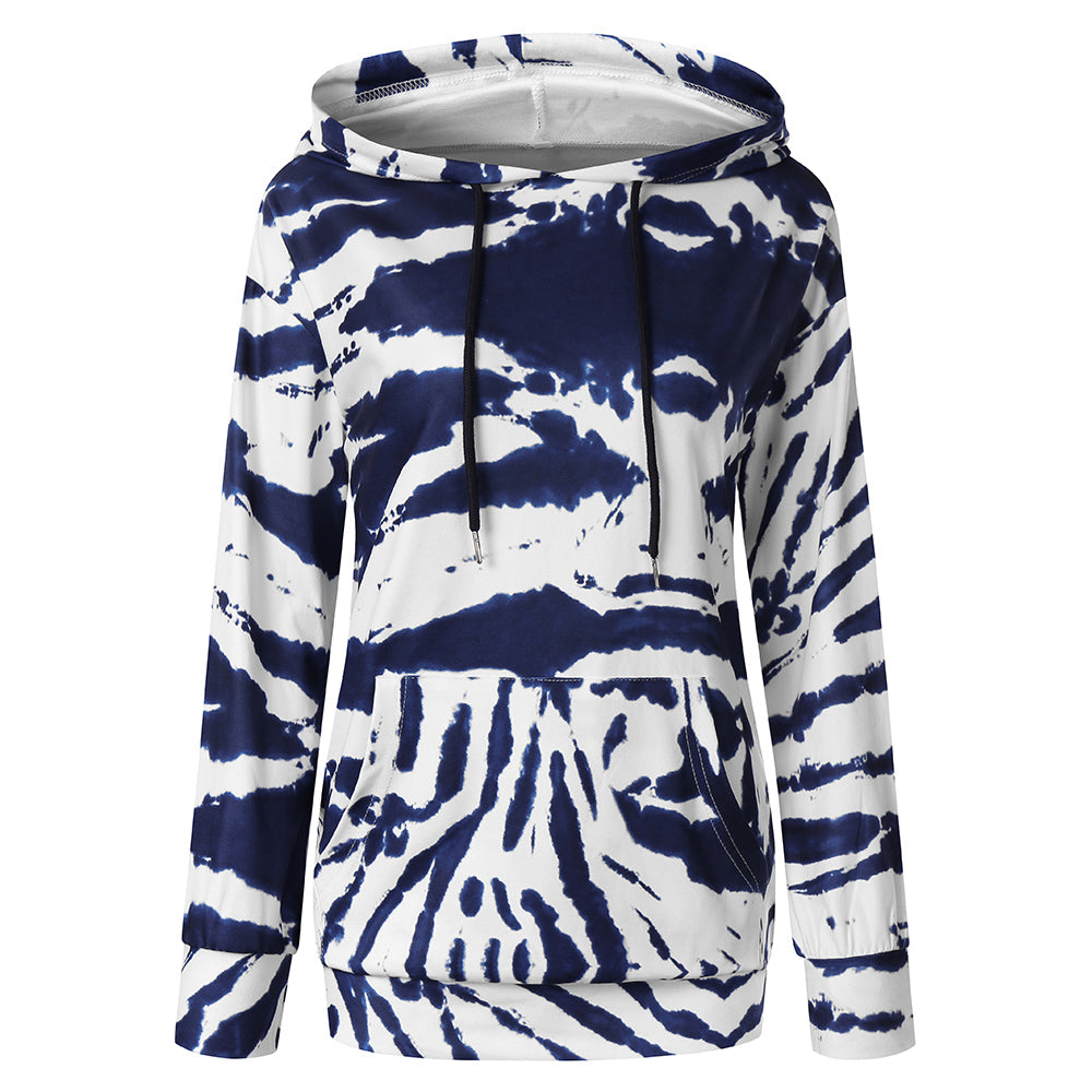 Tie Dye Print Pocket Hooded Sweatshirt