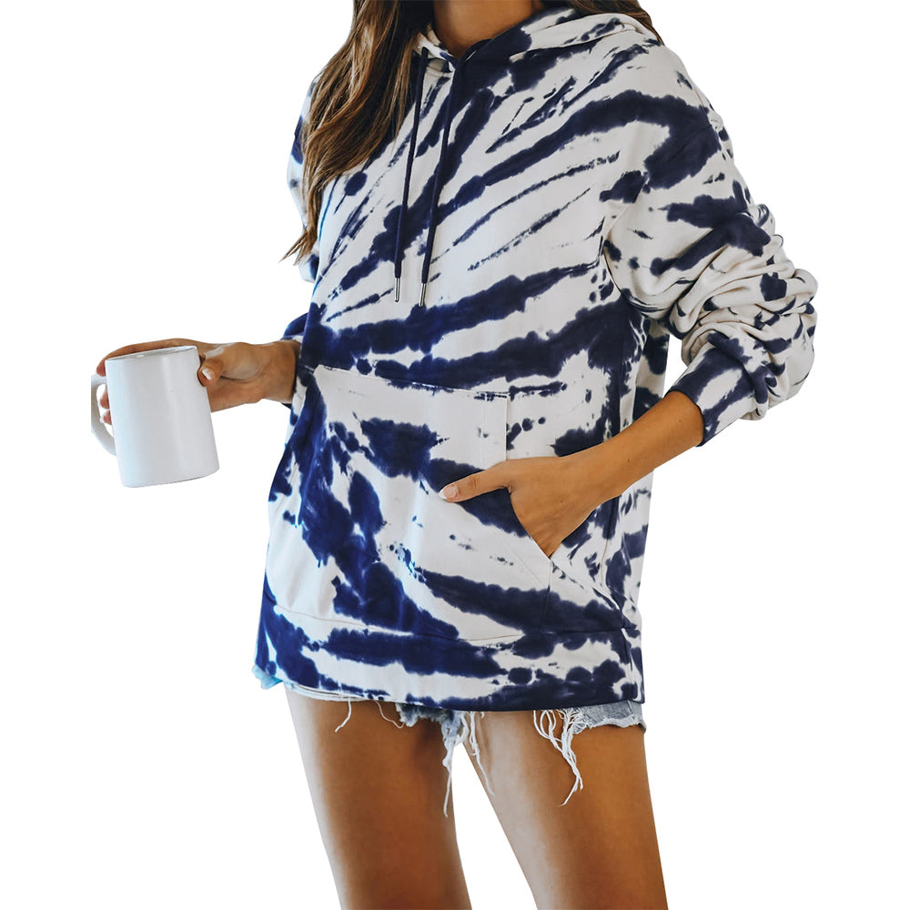 Tie Dye Print Pocket Hooded Sweatshirt