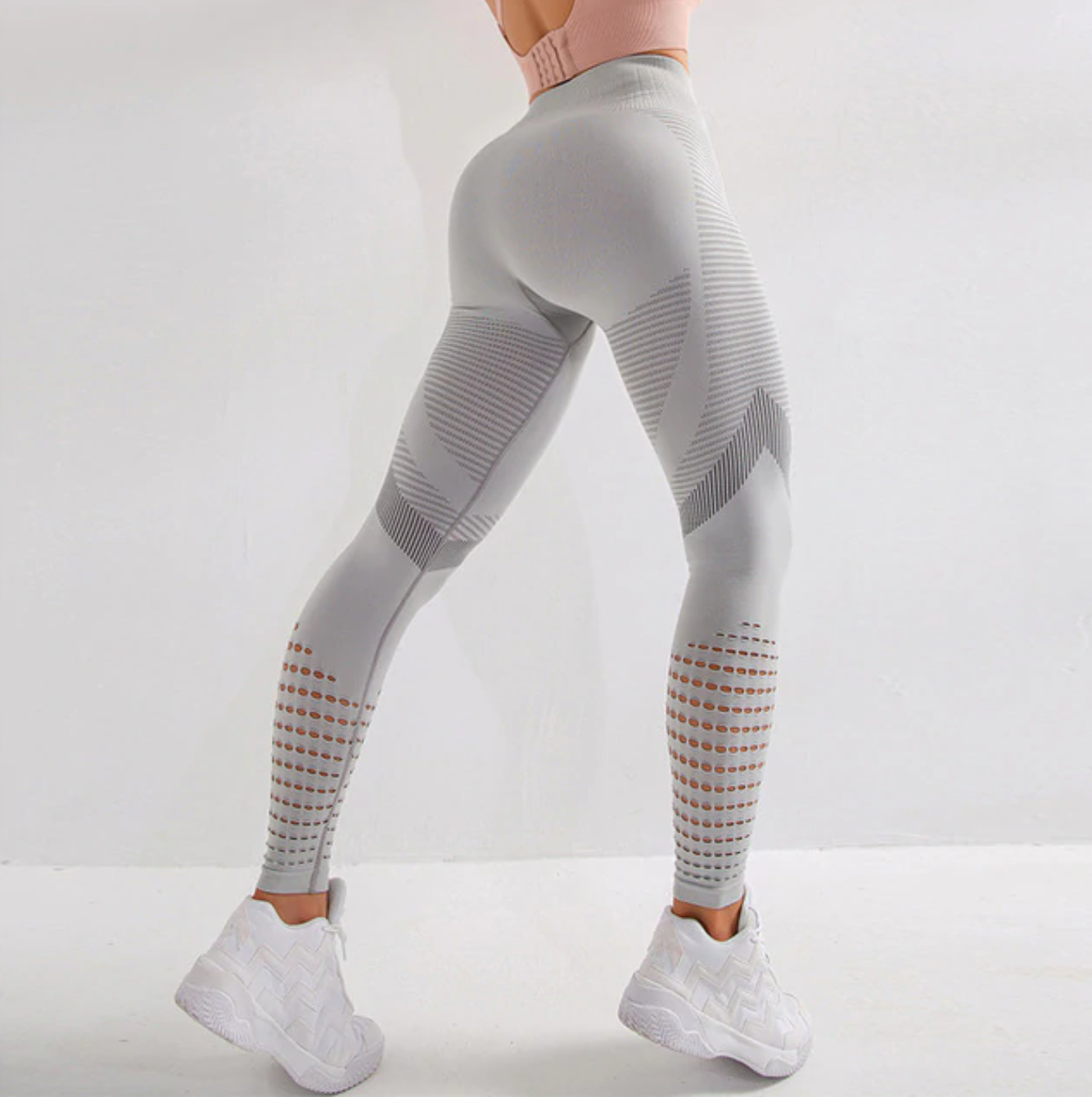 High Waist Ribbed Hollow Training Leggings