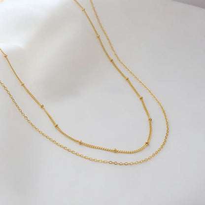 Dainty 14k Gold Plated Beaded Choker Necklace