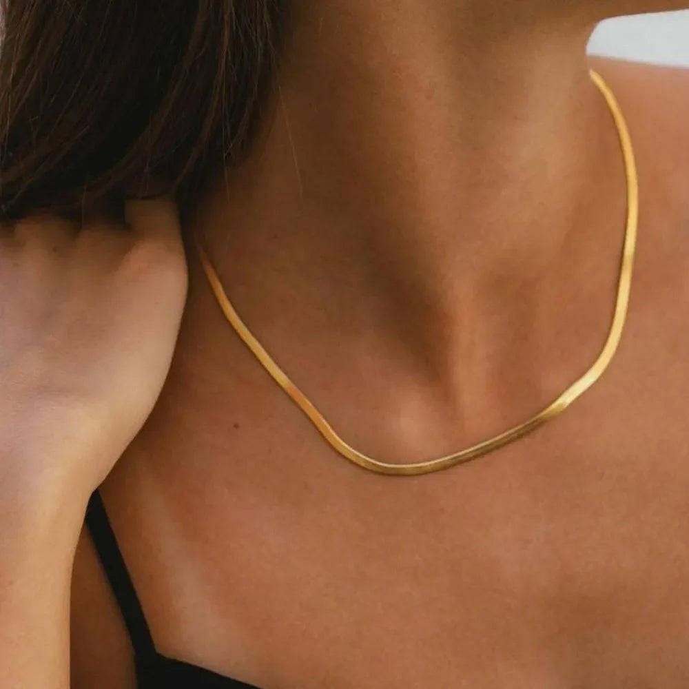 18K Gold Plated Flat Snake Chain