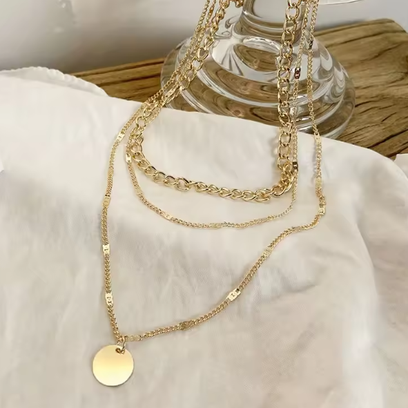 Retro gold-plated multi-chain necklace