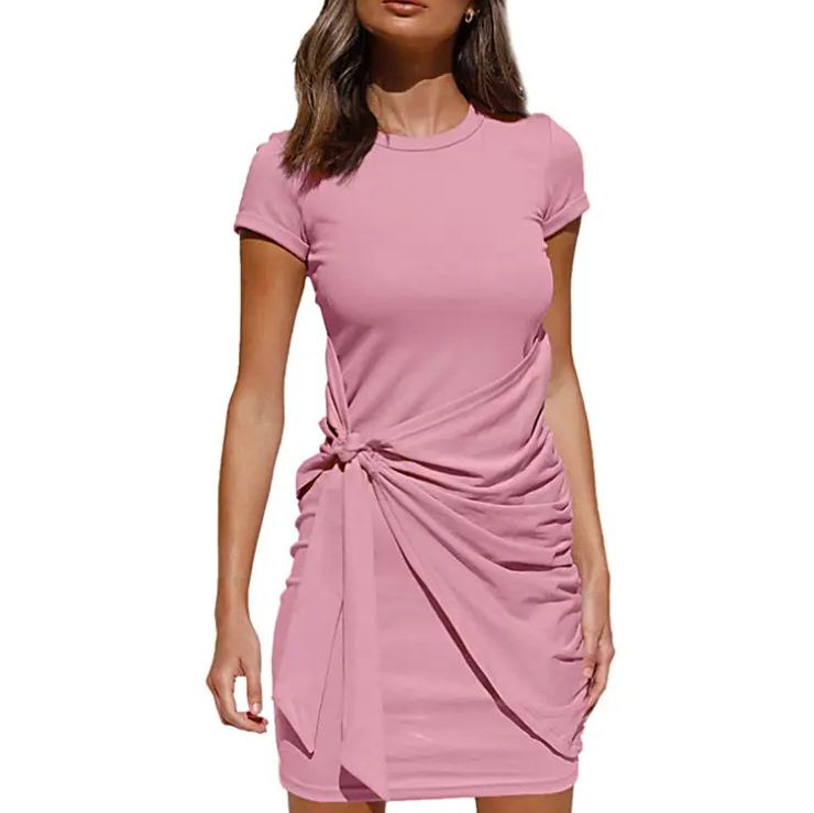 Jersey Knotted Wrap Casual Dress