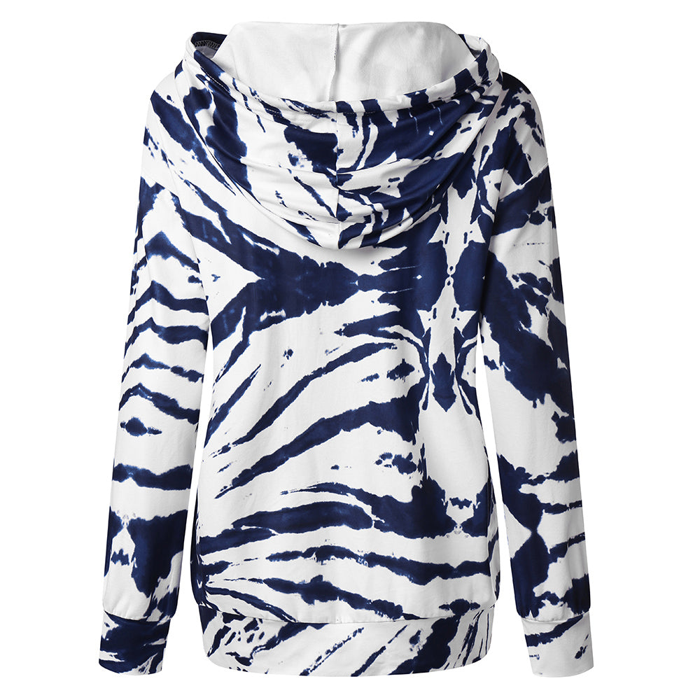 Tie Dye Print Pocket Hooded Sweatshirt