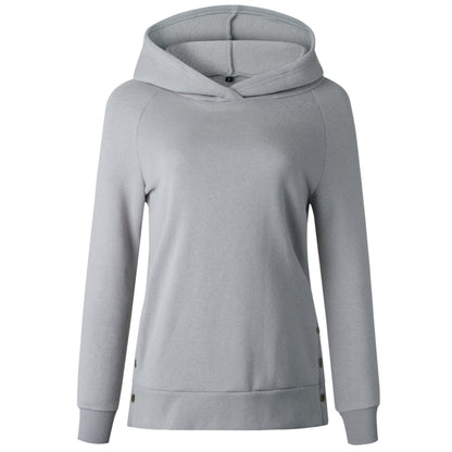 Basic Slim Sweatshirt Hoodie With Side Split